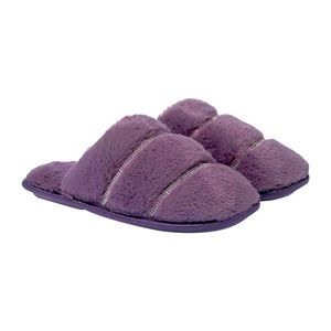 Fuzzy Faux fur rhinestone slippers. Sz M (7-8)